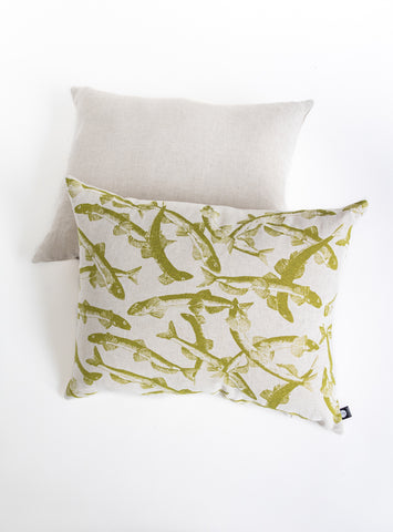 Coussin en lin Motif Capelans vert