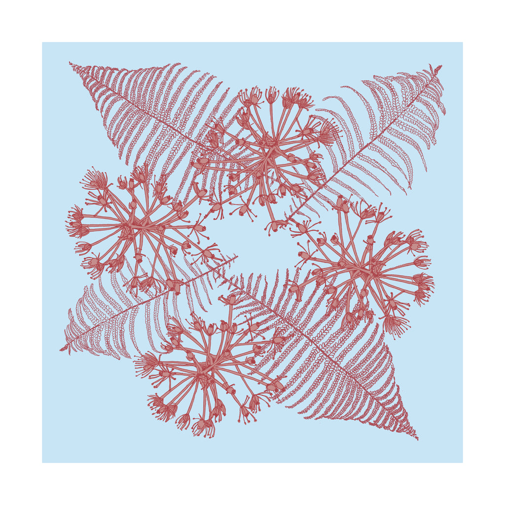 Bandana bleu et rose , plantes indigènes