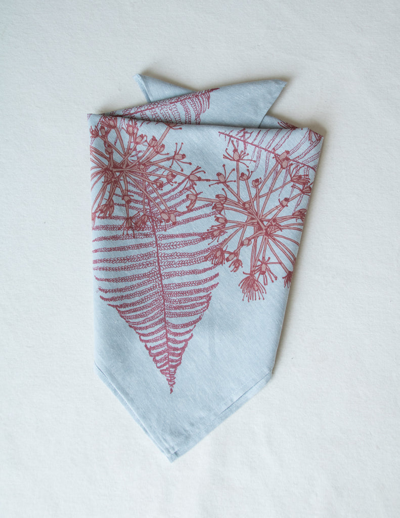 Bandana bleu et rose , plantes indigènes