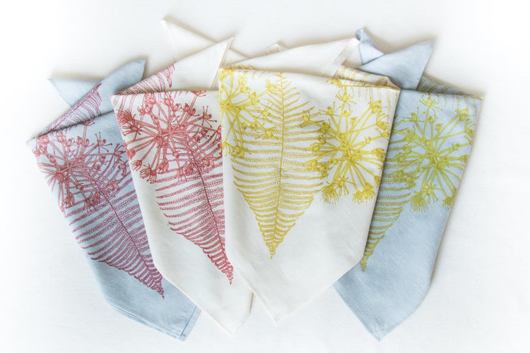 Bandana écru et jaune,  plantes indigènes