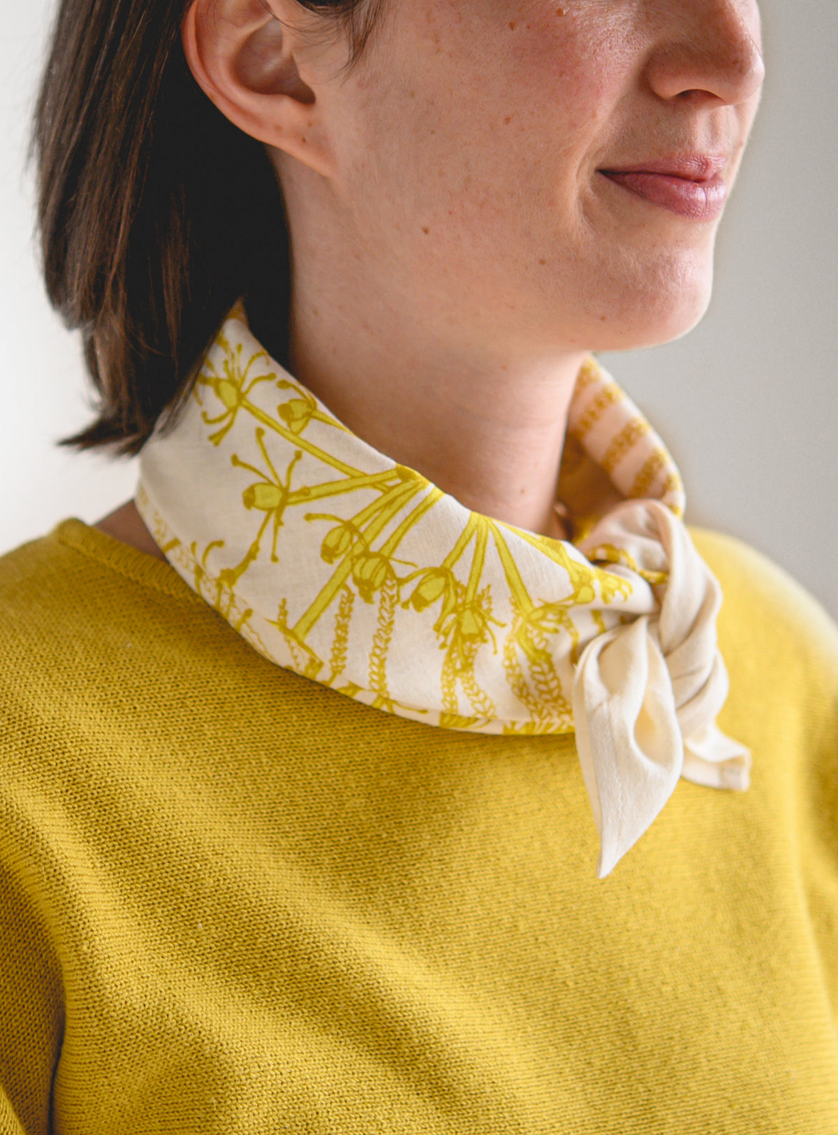 Bandana écru et jaune,  plantes indigènes